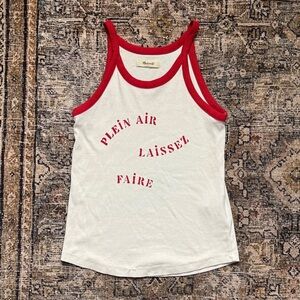 Madewell 90s Tank with Red Trim and Red Graphic Text